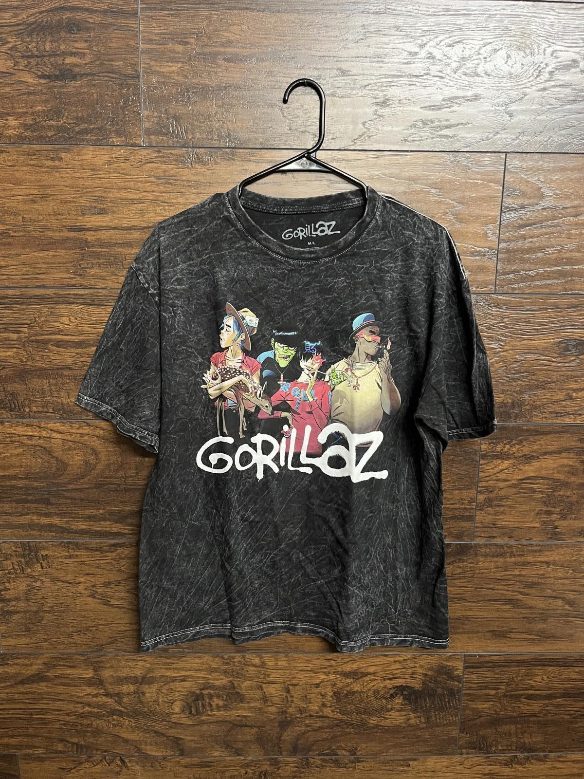 Gorillaz Band T-shirt Group with Deer Stonewashed Shirt M/L M
