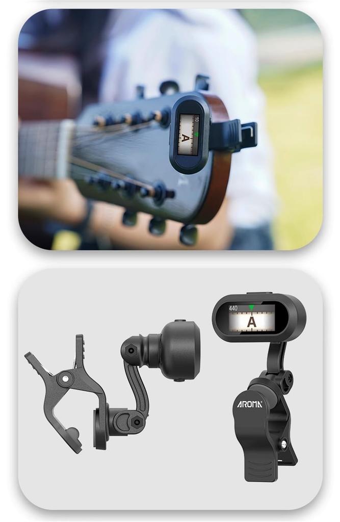 Rechargeable Clip-on Chromatic Tuner with TFT Color Screen for Guitar, Bass, Violin, and Ukulele Musical Instrument Accessories