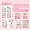 4Pcs Cute Pink  Sweetheart Cartoon Stickers Frosted PET Transparent Scrapbook Journal Sticker Deco Kawaii Girl Stationery Decals