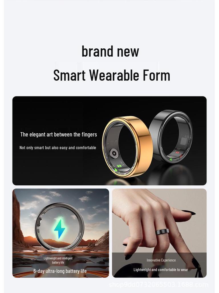Bluetooth Smart Ring: Monitors Blood Oxygen, Heart Rate, Sleep, Steps, and is Waterproof.