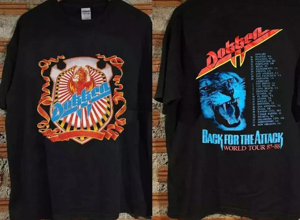 hot Vintage 1987 DOKKEN Back For The Attack Tour T-Shirt reprint usa Unisex T-Shirt S