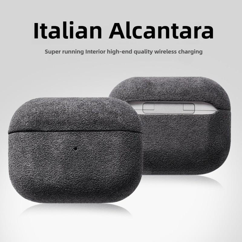 

Luxury Alcantara Case for AirPods Pro 3(2025) Fur Leather Cover for AirPods 4 & Pro2 Wireless Bluetooth Earphone Accessories For airpodspro3 темно-серого