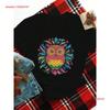 Unisexs Casual T Shirt Energetic Owl Print D Round Neck Vintage Versatile Top For Everyday Wear Stretched Streetwear