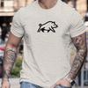 Men's Summer Casual T-Shirt with Boar Print Breathable Crew Neck Short Sleeve Men Clothing Comfortable