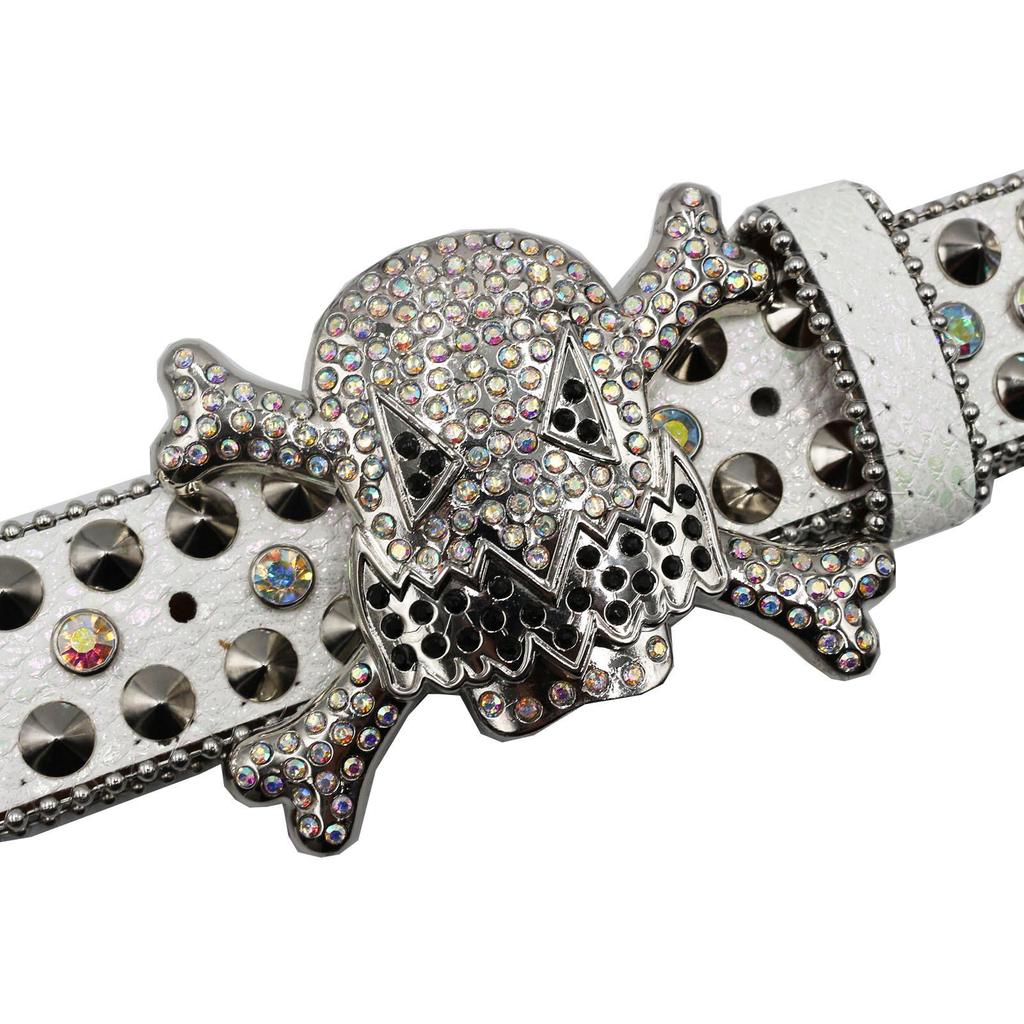 Unisex Y2K Crystal Rhinestone Skull Belt