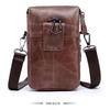 Men's Mobile Phone Bag Small Bag Mini Crossbody Bag Leather Mobile Phone Waist Bag with Belt Retro Cowhide 7-inch Bag