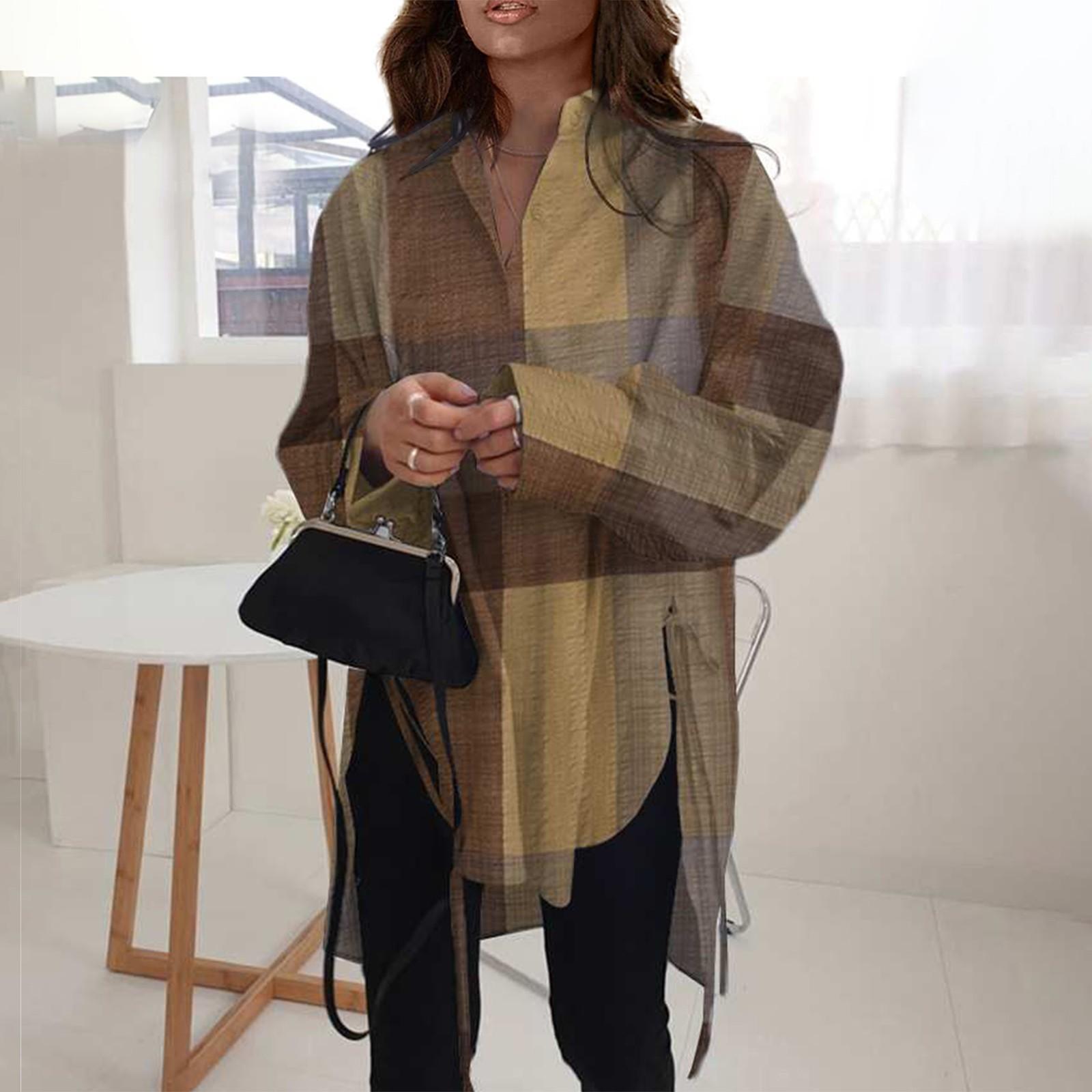 

Модная повседневная однотонная рубашка с длинными рукавами и лацканами свободного типа для женщин XXXXXL жёлтый