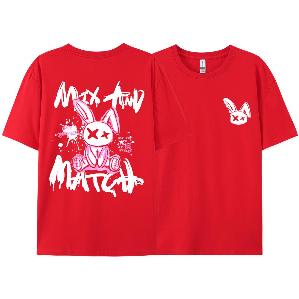 

Pink Ragdoll Rabbit Harajuku Print TShirt Unisex Loose Clothing Hip Hop Casual Short Sleeve TShirt Couple 4XL