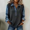 Women's Oversized Collared Sweater – Denim Polo Long Sleeve Knit Top for Winter, Work & Casual Wear