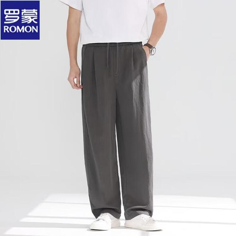 ROMON Men's Lyocell Blend Loose Straight Casual Pants