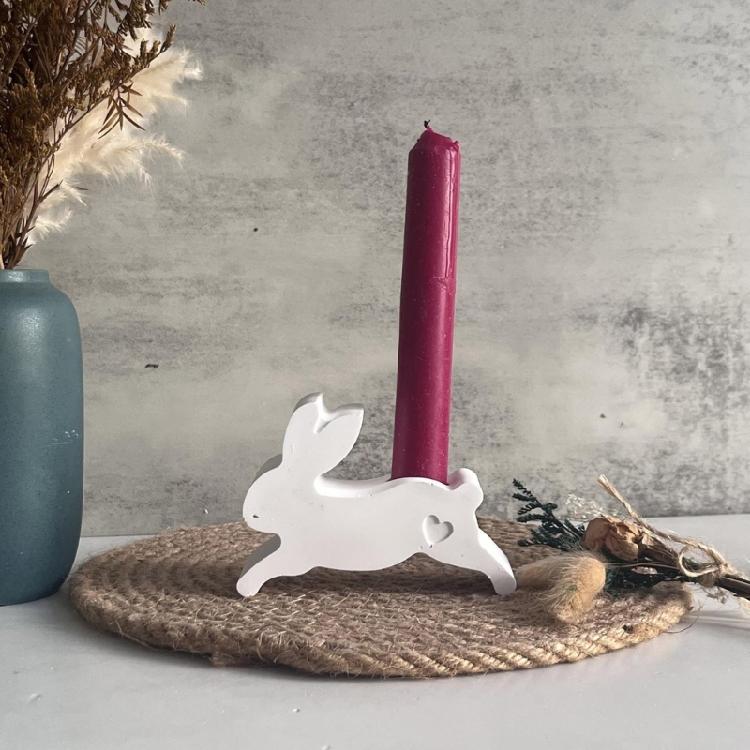 3PCS Silicone Candle Base Molds Resin Epoxy Molds Rabbit Shape Candle Holder Molds Silicone Texture Candlestick Moulds