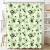 Vintage Bath Shower Curtain With Olive Branches Pattern Home Decor Item For Kitchen Or Bathroom Green Black Colors