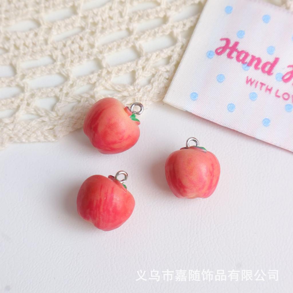 5Pcs Realistic Fruit Miniature 3D Apple Resin for Handmade DIY Bracelet Necklace Loose Bead Cute Girl Pendant Charm Accessories
