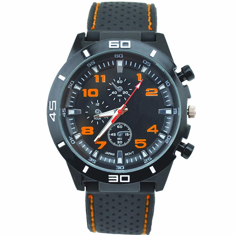 Silicone Watch Supply Men'S Silicone Watch Student Cool Sports, Black Circle Racing Watch