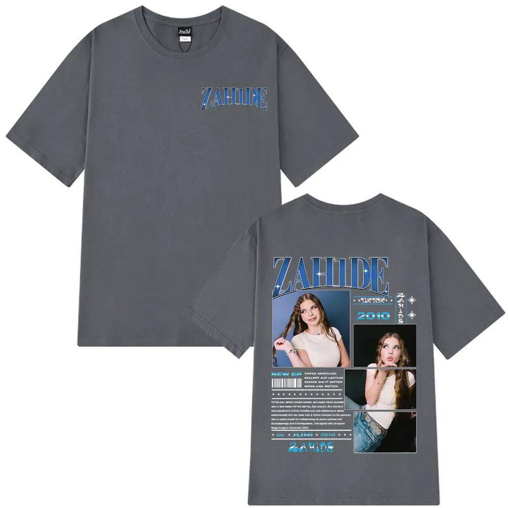 2026 Summer Singer Zahide Merch Album Graphic T-shirt Men's Fashion Hip-hop Retro Cotton Short-sleeved Loose Casual Shirt Y2k