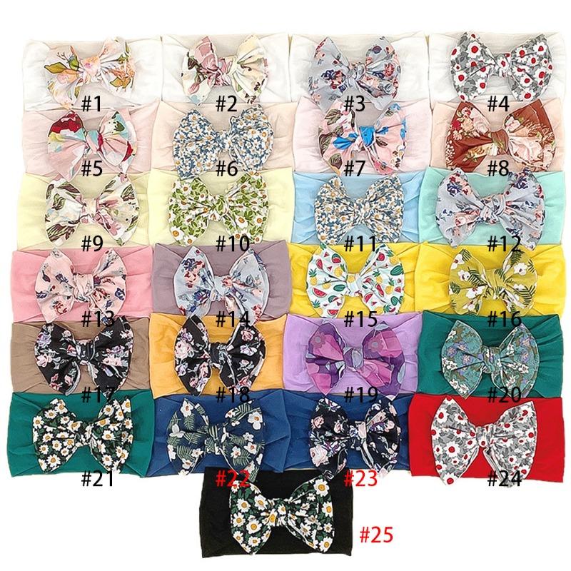 baby new children's hair accessories cute baby floral seamless wide headscarf nylon bow baby headband