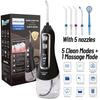 Přenosný ústní irigátor 6 režimů čistič zubů IPX7 vodotěsný zubní vodní flosser bělení zubů 320 ml zubní voda 5 trysek