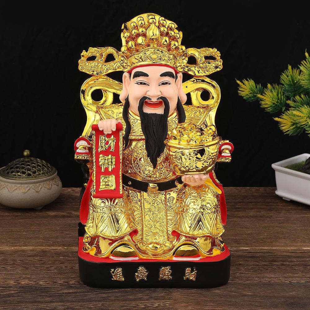 God of Wealth Buddha Statue Attracts Wealth Gold Yuanbao Resin Office Opening Ornaments