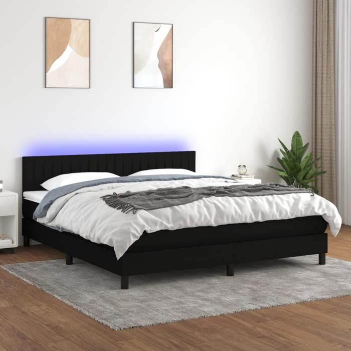 VidaXL Bed Slatted Base with Mattress and LEDs, Upholstered Bed, Double Bed, Adult Bed for Interior Bedroom, 3133327