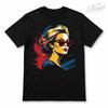 Pop Art Woman Sunglasses T Shirt Black or White Unisex Fashion Graphic Tee 1