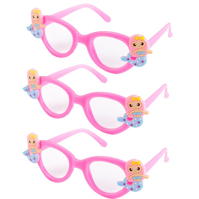 3/6pcs Mermaid Plastic Glasses Little Mermaid Themed Party Photo Prop Kids Girls 1st Birthday Party Gift Baby Shower Supplies