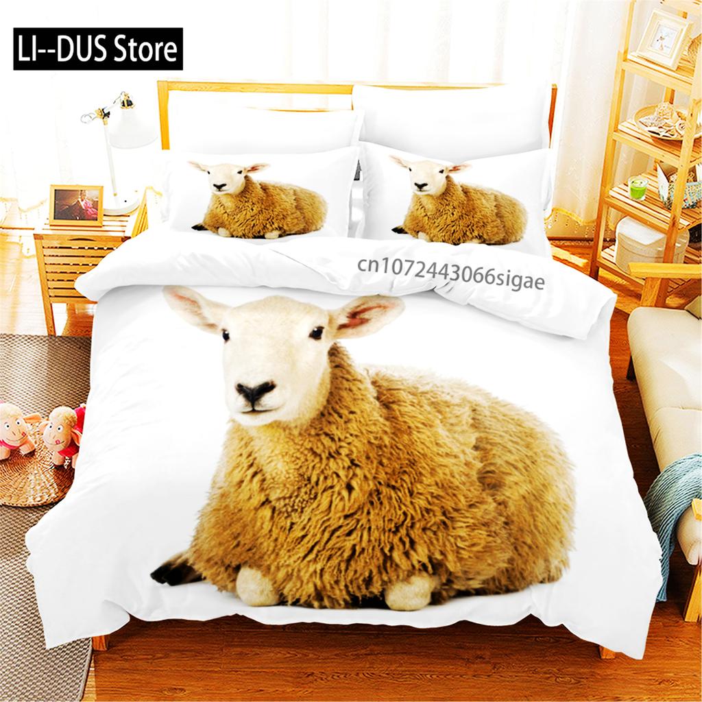 3D Printed Sheep Duvet Cover With Pillow Cover Bedding Set Single Double Twin Full Queen King Size Animal Bed Set Bedroom Decor