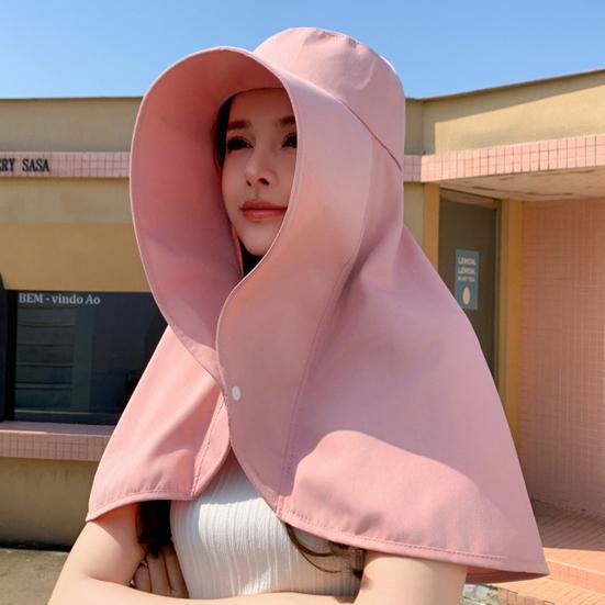 Sun Protection Hat with Large Brim Solid Color Friendly to Skin Quick-Drying Moisture-Wicking Fabric Breathable Cooling Hoodie Hat