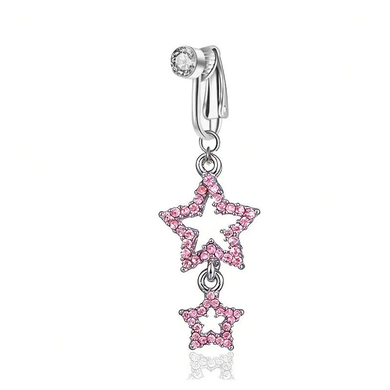 Fashion Butterfly Pentagram Non Perforated Navel Clip On Umbilical Navel Fake Pircing Zircon Cartilage Clip On Body Jewelry