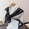 Korean Ins Style Simple Black and White Small Square Scarf Autumn and Winter Decorative Small Silk Scarf Female Versatile Foreign Style Decorative Sm