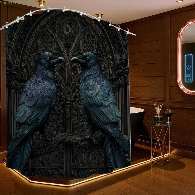 1 Gothic Literature Reading Club Fantasy Festival Bathroom Curtain | 180*180cm Polyester Sateen Unlined Curtain with 12 Hooks,