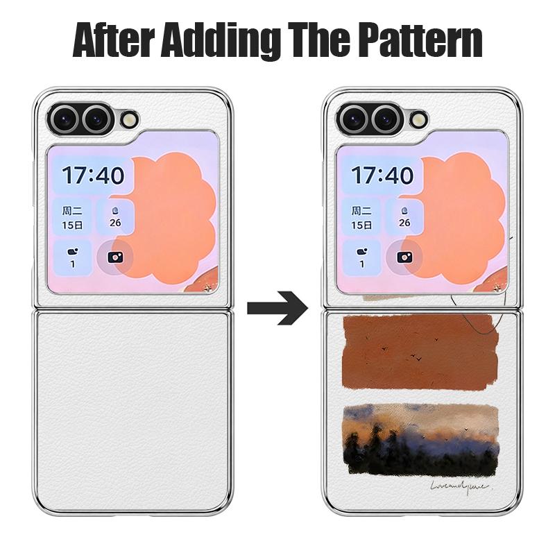 Watercolor Spots Print Case For Samsung Galaxy Z FlIP 7 FE 6 5 Plating PC+PU Leather Hybrid Folding Cover For Samsung Z Flip7 Flip6 Flip5