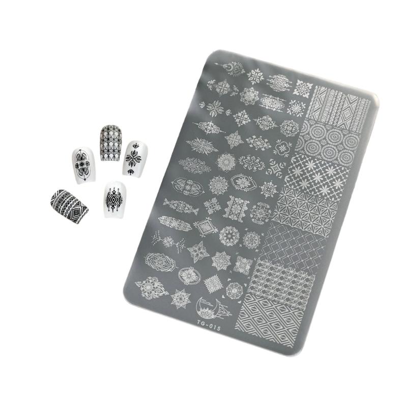 Пластина для стемпинга ногтей для маникюра с сетчатым узором, полосатыми дизайнами, из нержавеющей стали, инструмент для стемпинга 1