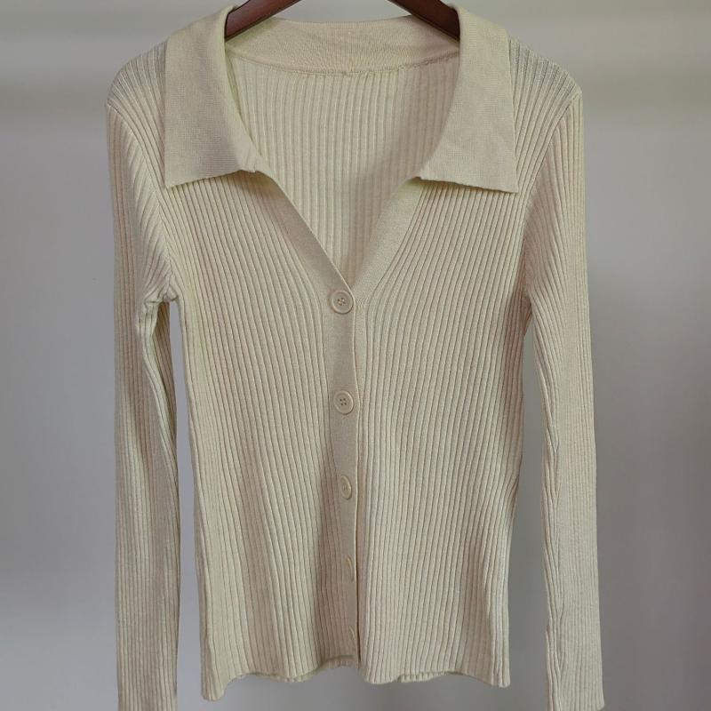 Cardigan in maglia traspirante sexy ed elegante da donna con scollo a V, manica lunga, bottone, sottile, leggero, polo, tinta unita, morbido cardigan top