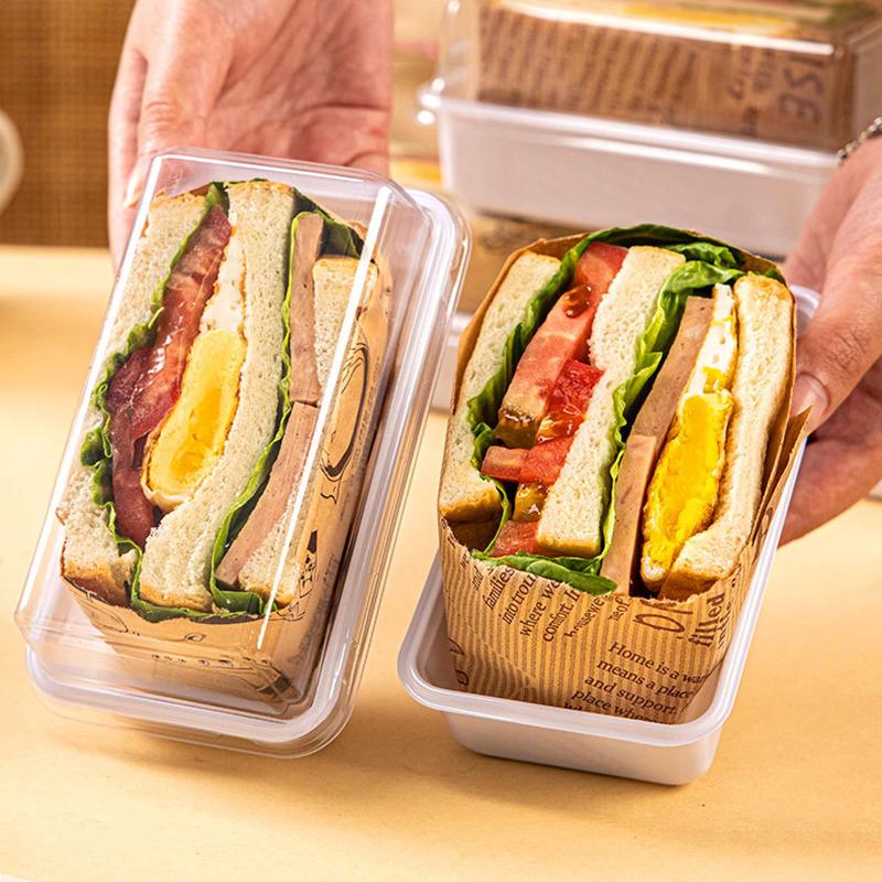 10/50Pcs Sandwich Packaging Box Half-Piece Sandwich Burger Packaging Case Baking Picnic Lunch Box Disposable Plastic Lunch Box