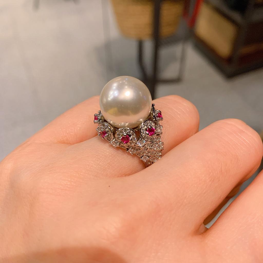 Step into wish simple Ao fritillary pearl open ring women's fashion color treasure retro ring jewelry