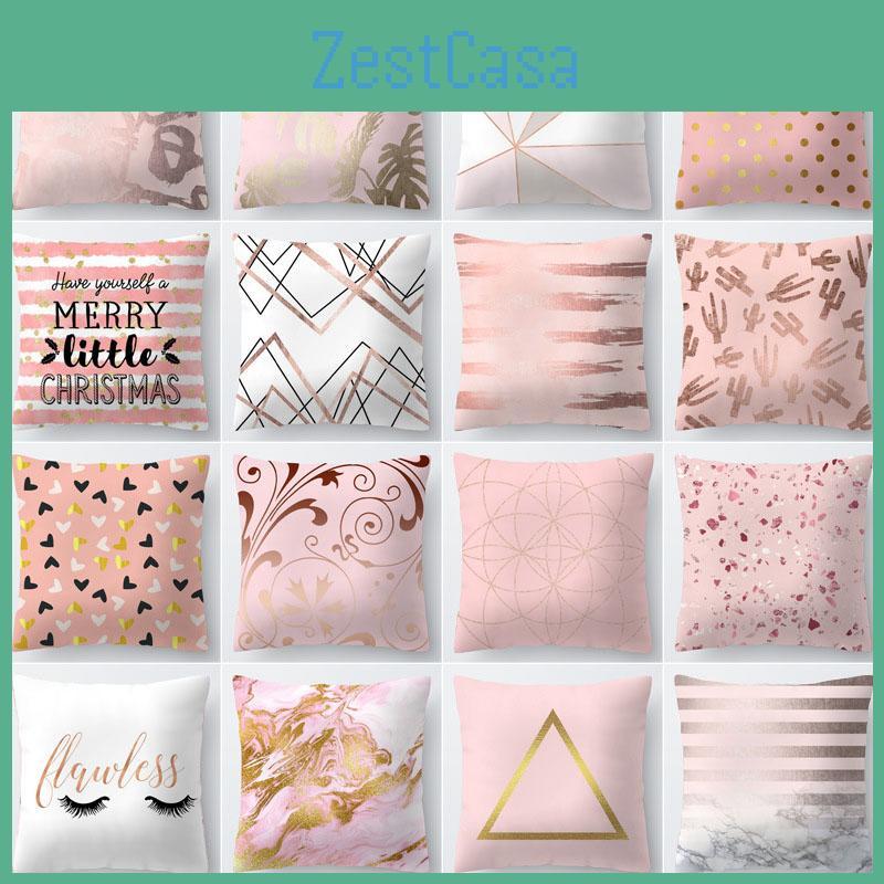 Super Soft Rose Gold Throw Pillow Case With Invisible Zipper And Easy To Clean Material