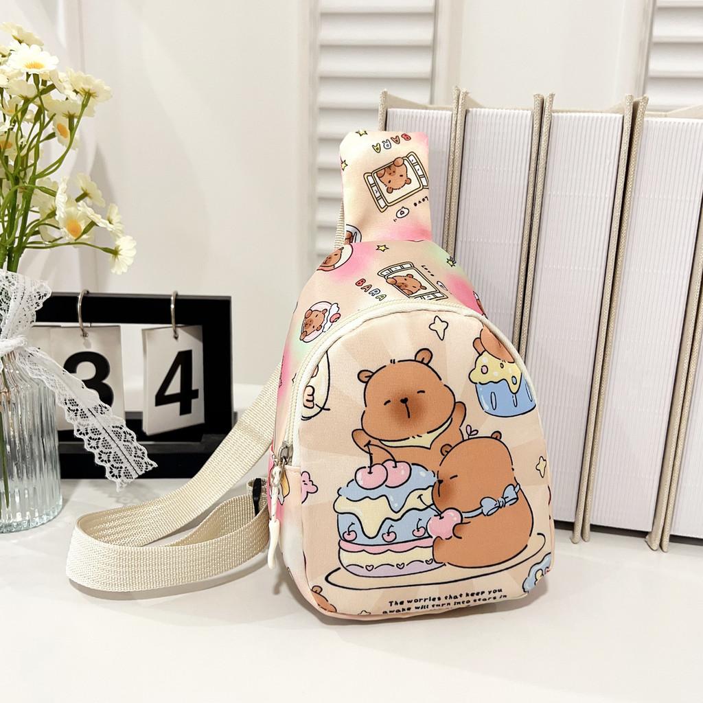 Capybara Preschool Children Nylon Crossbody Bag Animal Pattern Everyday Design