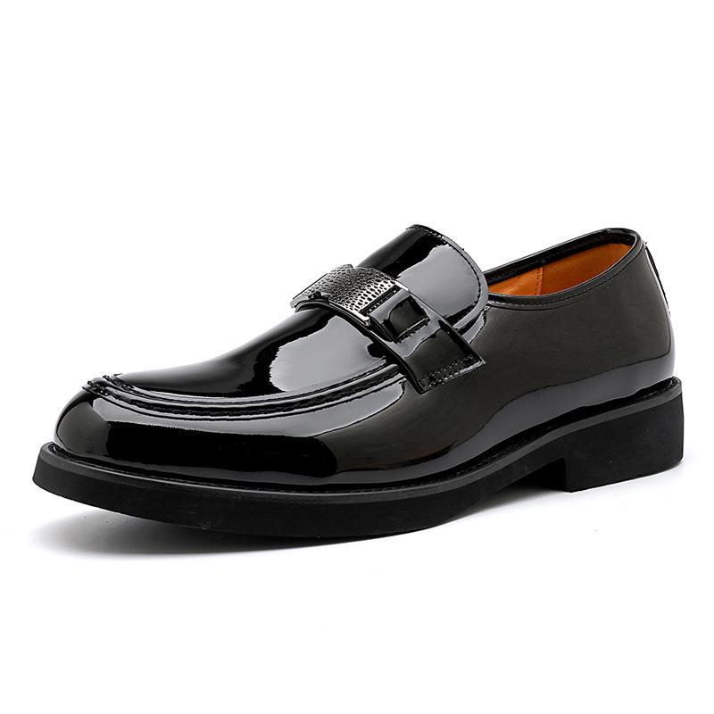 Men s Shiny Leather Slip-On Loafers: Stylish Formal & Casual Shoes in Large Sizes 44 чёрный