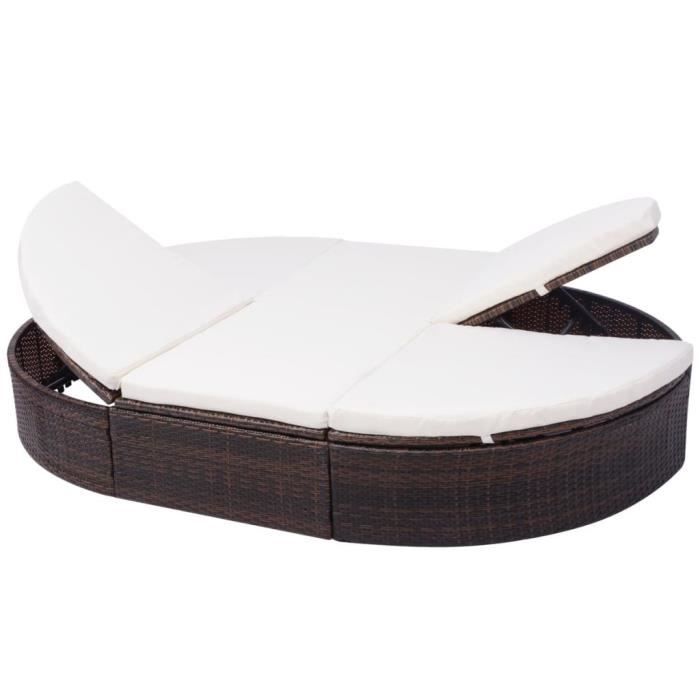 Chaise longue d'extérieur - VIDAXL - Résine tressée Marron - Exotique - 2 personnes