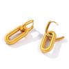 1 Pair Dainty Exquisite Multicolor 304 Stainless Steel Oval Earrings For Women Gift 3.5cm X 1.3cm, Post/ Wire Size:1mm(18 Gauge)