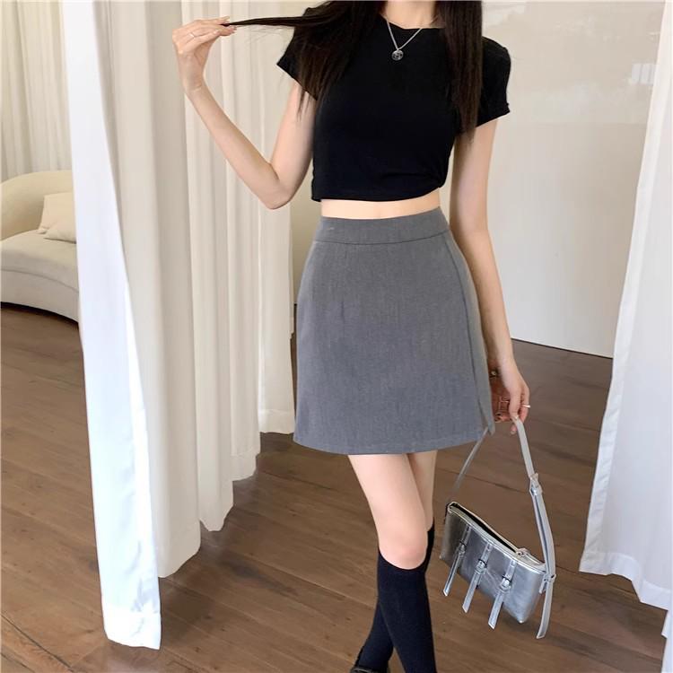 Plus Size High Waist A-Line Slit Skirt - Women s Spring/Summer Hip-Hugging Skirt 3XL