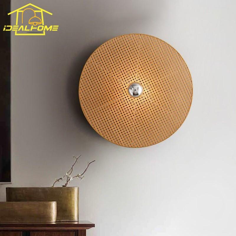 Wabi-sabi Rattan Weaving Wall Lamps Japanese Retro E27 LED Indoor Lighting Living Room Background Hotel Study Tea House Stairs