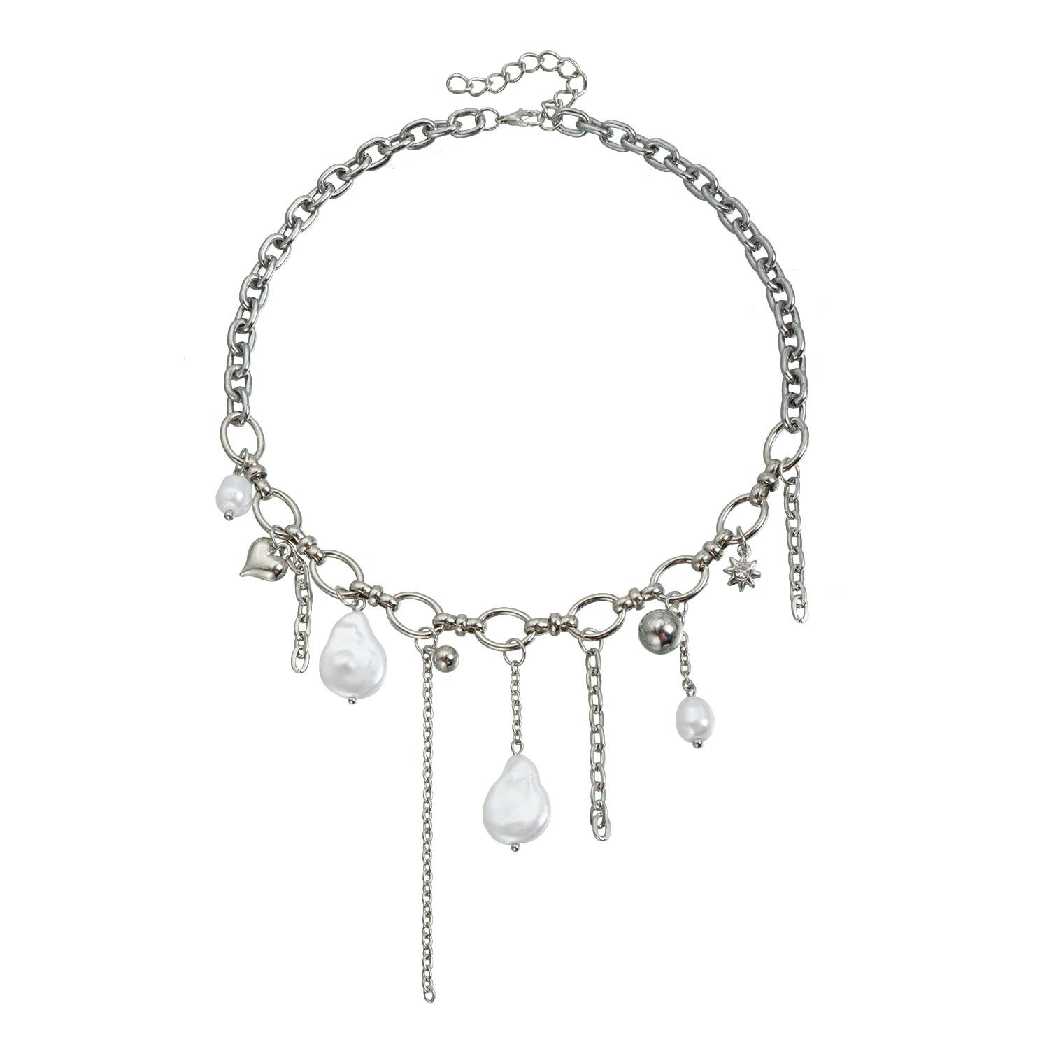 

Sexy babes love pearl necklace trendy cool personality unique street auction collarbone chain