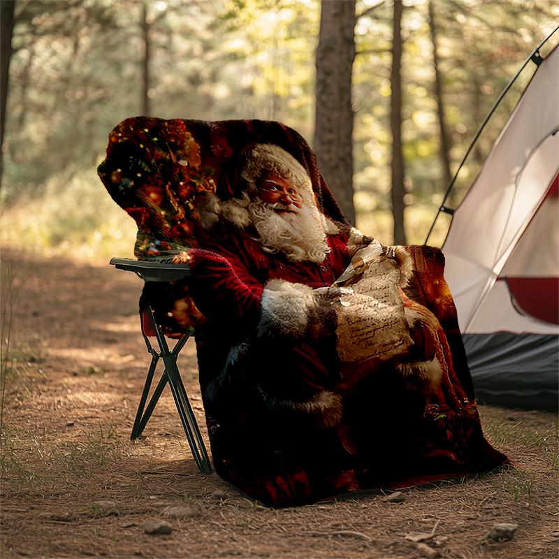 Christmas Santa Claus Theme Printed Blanket - Perfect for Couch, Bed, Travel & Outdoor Use | Machine Washable, Cozy & Durable.