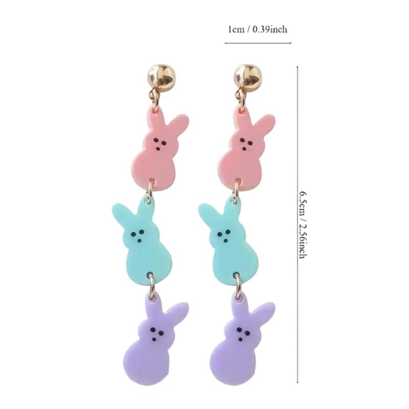 Unique Bunnies Earrings Multicolor Rabbit Dangle Ear Rings Easter Festival Jewelry Accessory for Parties and Celebration