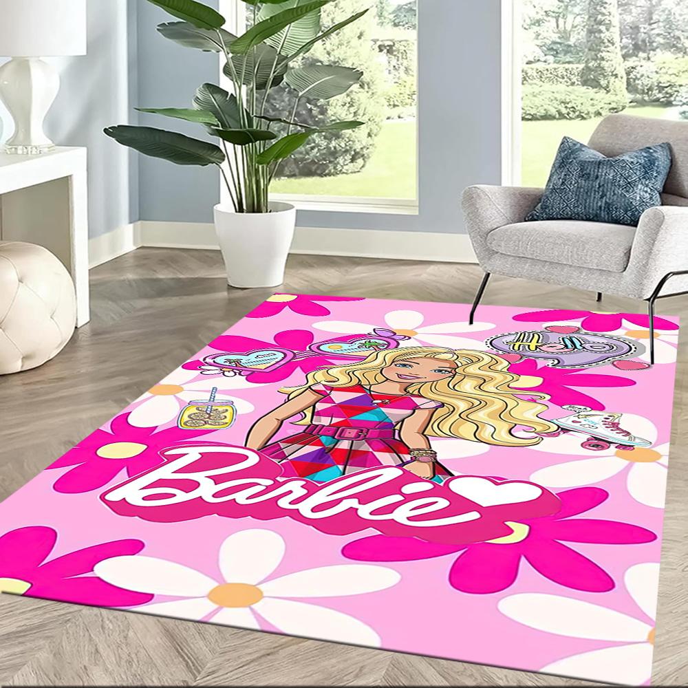 Barbie Glittery Pink World Square rugs are a great choice for living rooms, bedrooms, home décor, and as gifts.