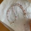 Color Crystal Beaded Bow Necklace Female Niche Design Sense Small Fresh Collarbone Chain Versatile Temperament Neck Chain