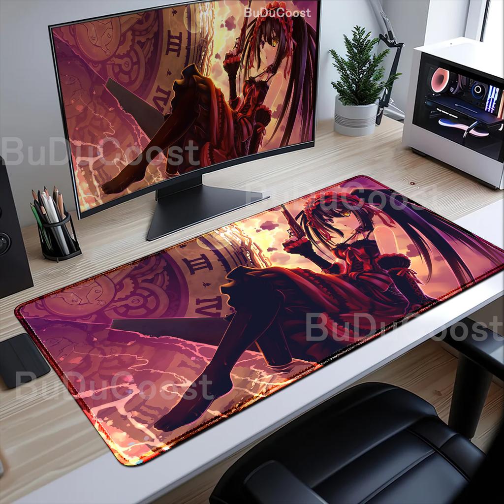 Nuevo Fondo de Pantalla Chica Anime Kawaii Tokisaki Kurumi Alfombrilla para Ratón Borde Bonito con Costura Alfombrillas Grandes para Teclado de Ordenador Gaming Escritorio XXL Alfombrilla para Ratón