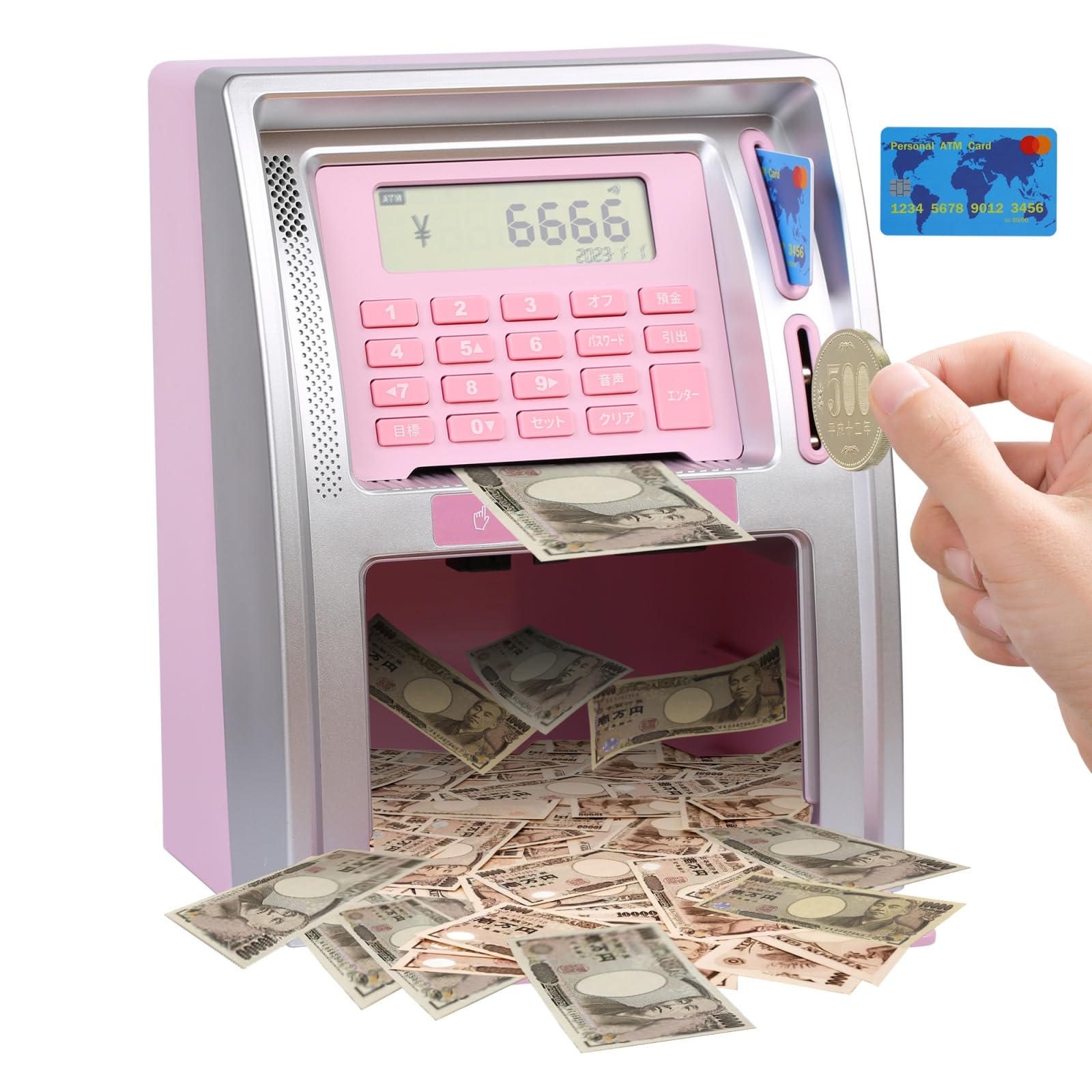 

Электронная копилка-банкомат Веселая копилка Милая и вмещает монеты и 1 миллион и с японским розовым банком, Банк, Детский банк, Стильный, Черный, 500-иеновая иена, Монеты,