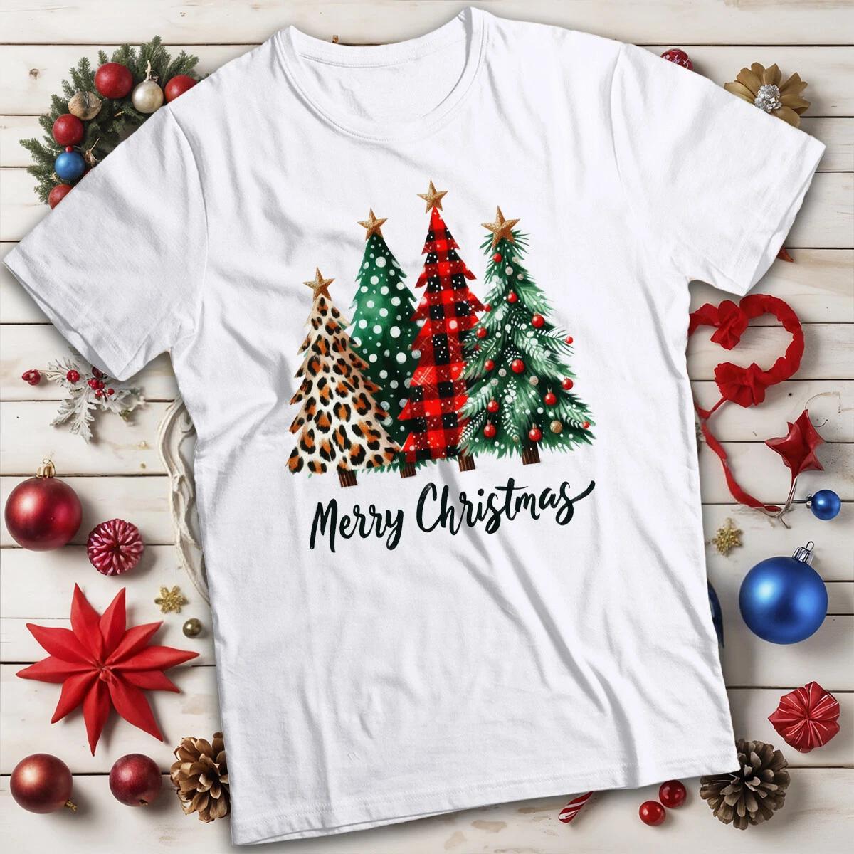 Mens and Womens Christmas Tree Graphic Christmas T-Shirt Tee for Adults #MC XL